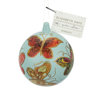 Red Butterfly Mint Green Round Ornament - 4in