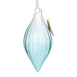 Blue Clear Glass Ornament with Butterfly Charm - 3
