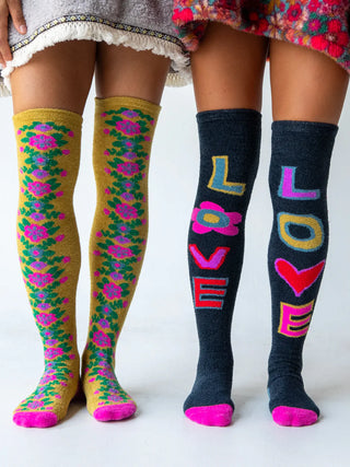 Over The Knee Cozy Socks Navy Love