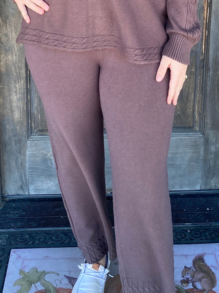 Heavenly-Luxe Cable Knit Detail Pant - French Roast