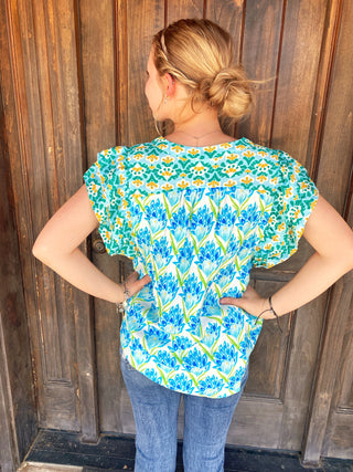 Turquoise Floral Print