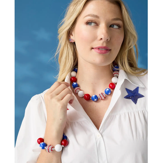 Patriotic Glee Necklace - Red/White/Blue