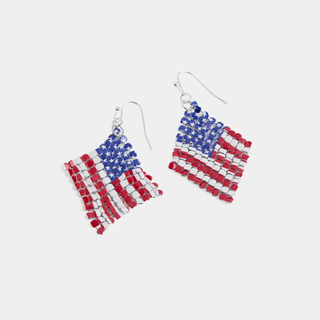 American flag earrings on a white background