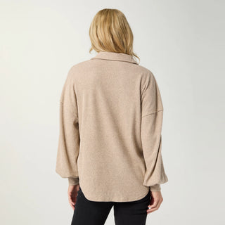 Seine Long Sleeve Ribbed Top - Beige Heather