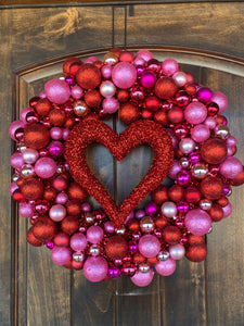 Valentine Pink Multi Ball Wreath 24"