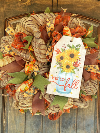 Wreath Mesh Hello Fall