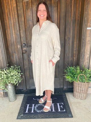 Linen Blend Shirt Dress