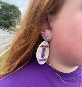 Earring Purple Bead Football