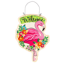 Load image into Gallery viewer, Floral Flamingo Welcome Estate Door Décor