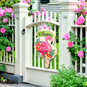 Floral Flamingo Welcome Estate Door Décor