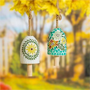 Harvest Blossom Garden Bell, Mosaic Glass, Printed