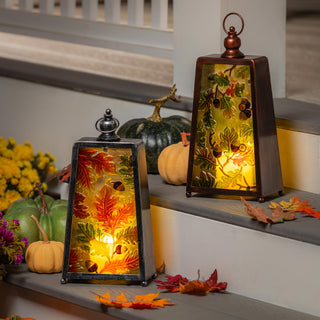 Decorative lanterns with autumn leaf design