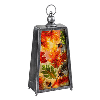 Harvest Glass and Metal LED Lantern, 15"H