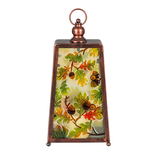 Harvest Glass and Metal LED Lantern, 15"H