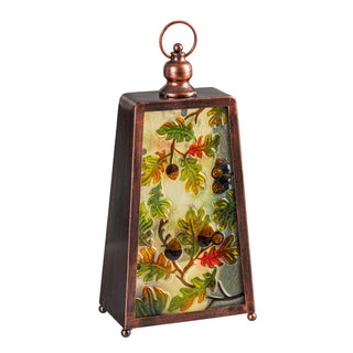 Harvest Glass and Metal LED Lantern, 15"H