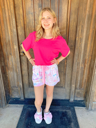 Pink Bow Pajama Shorts Small