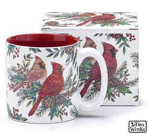 MUG 13 oz HOLIDAY CARDINALS