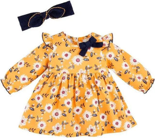 Flower Flannel Dress & Headband Set 3-6m