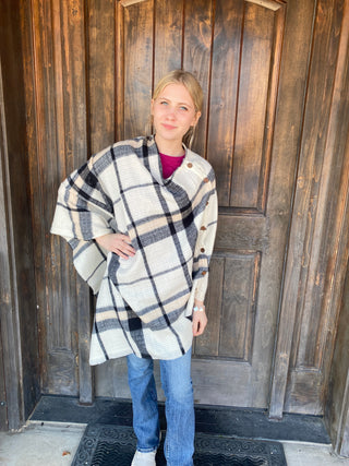 Poncho Window Pane Ivory