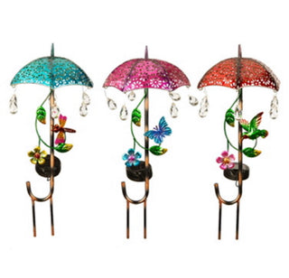 17"H Solar Garden Stake, Jeweled Umbrella, In CDU