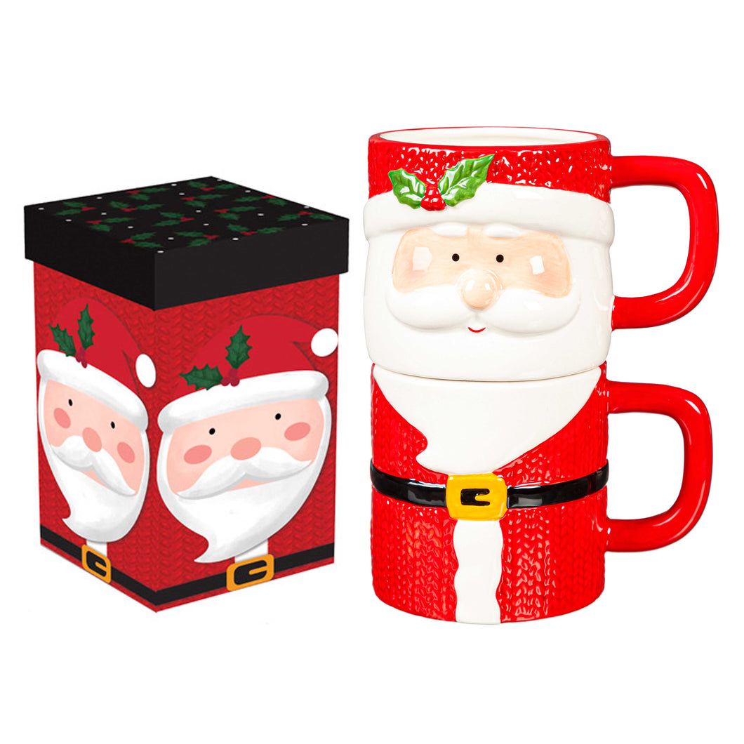 Stacked Santa Mug Set