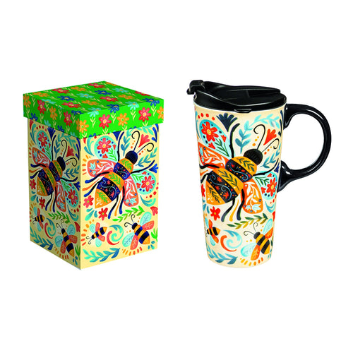 Travel Mug Floral Bee