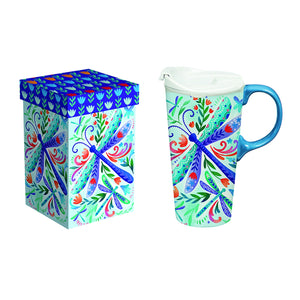 Travel Mug Floral Dragonfly