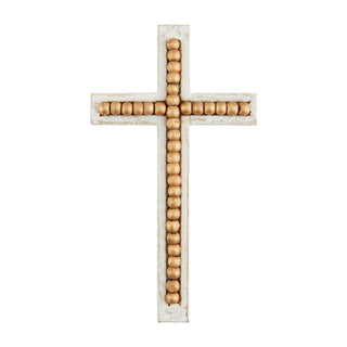 Wooden cross with bead detailing 