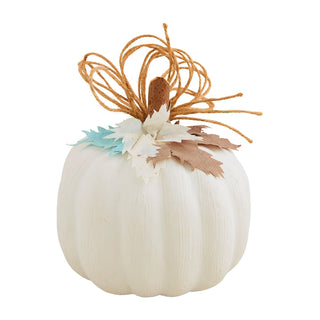 Decorative white pumpkin with floral elements