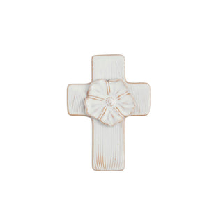 Decorative cross with a floral design on a white background
