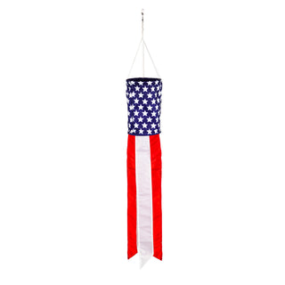 American flag windsock on a white background