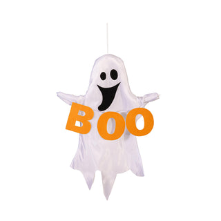 Hanging Ghost Trio with Spooky Sign, Boo, Eek, & Beware