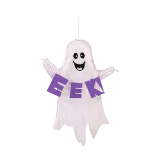 Hanging Ghost Trio with Spooky Sign, Boo, Eek, & Beware