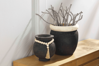 Black Paulowina Beaded Pot