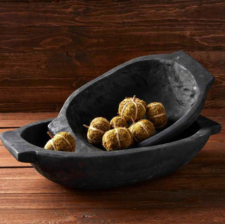 Black wooden decorative bowls available in small and large sizes
