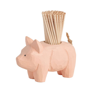 Pig Wood Toothpick Holder