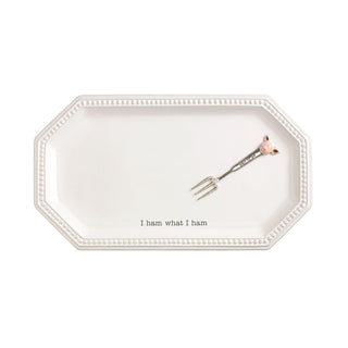 "I ham what I ham" platter with pig serving fork