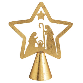 Gold star-shaped bell with Nativity scene design 