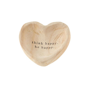 Think Happy Wood Heart Trinket Tray