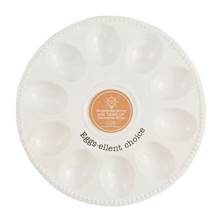 White egg tray with decorative center on a white background