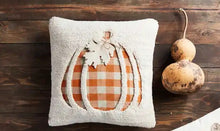 Load image into Gallery viewer, Pumpkin Check Pillow Hooked