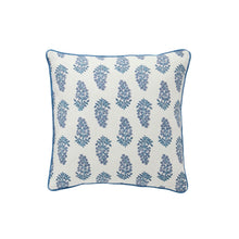 Load image into Gallery viewer, Dianthus Blue Block Print Pillow