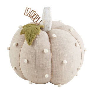 Textured pumpkin-shaped decorative item with a leaf 