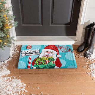Christmas-themed doormat with Santa Claus design