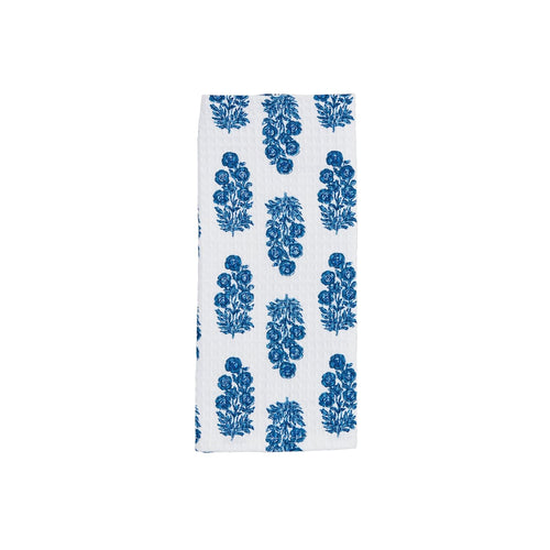 Dianthus Blue Block Print Towel