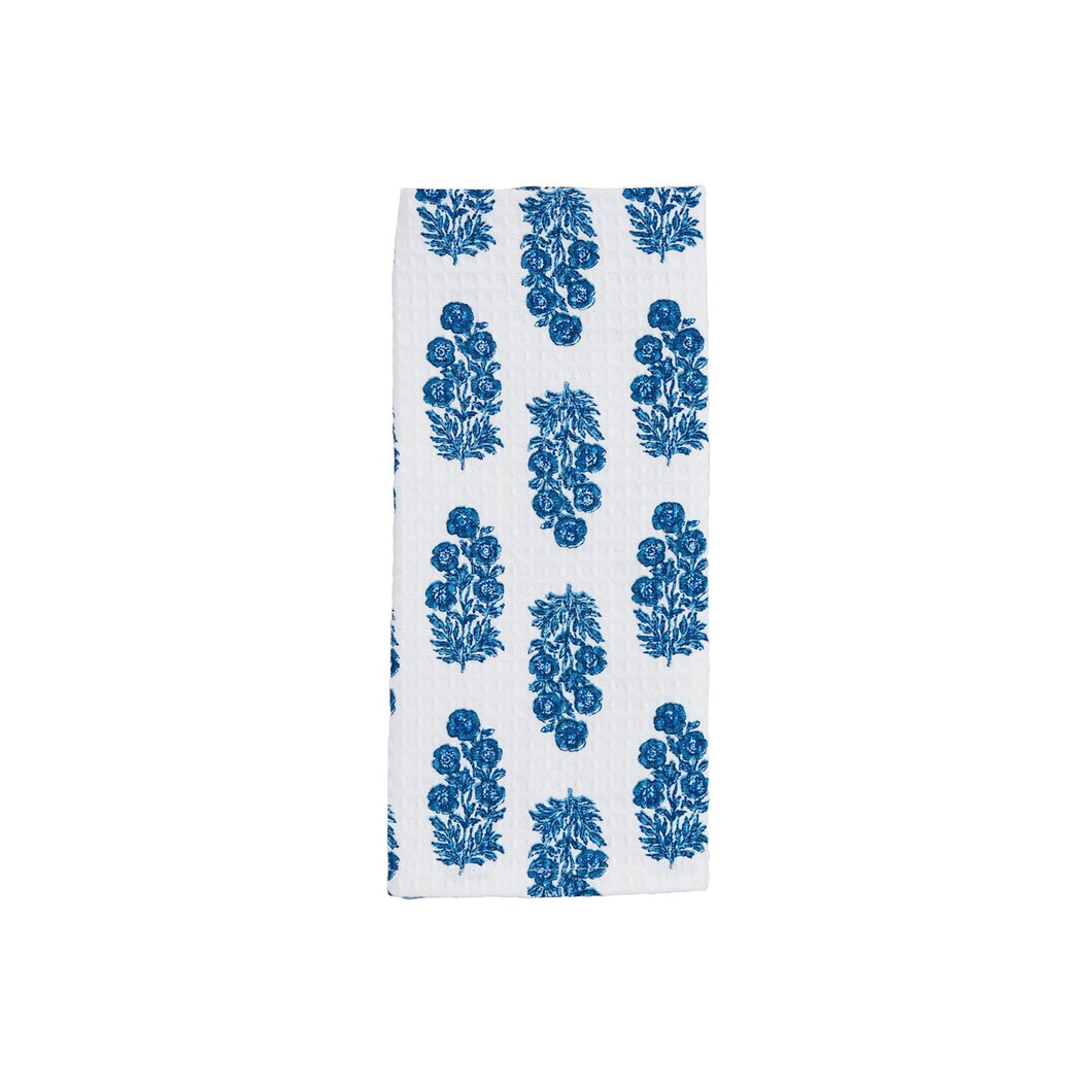 Dianthus Blue Block Print Towel