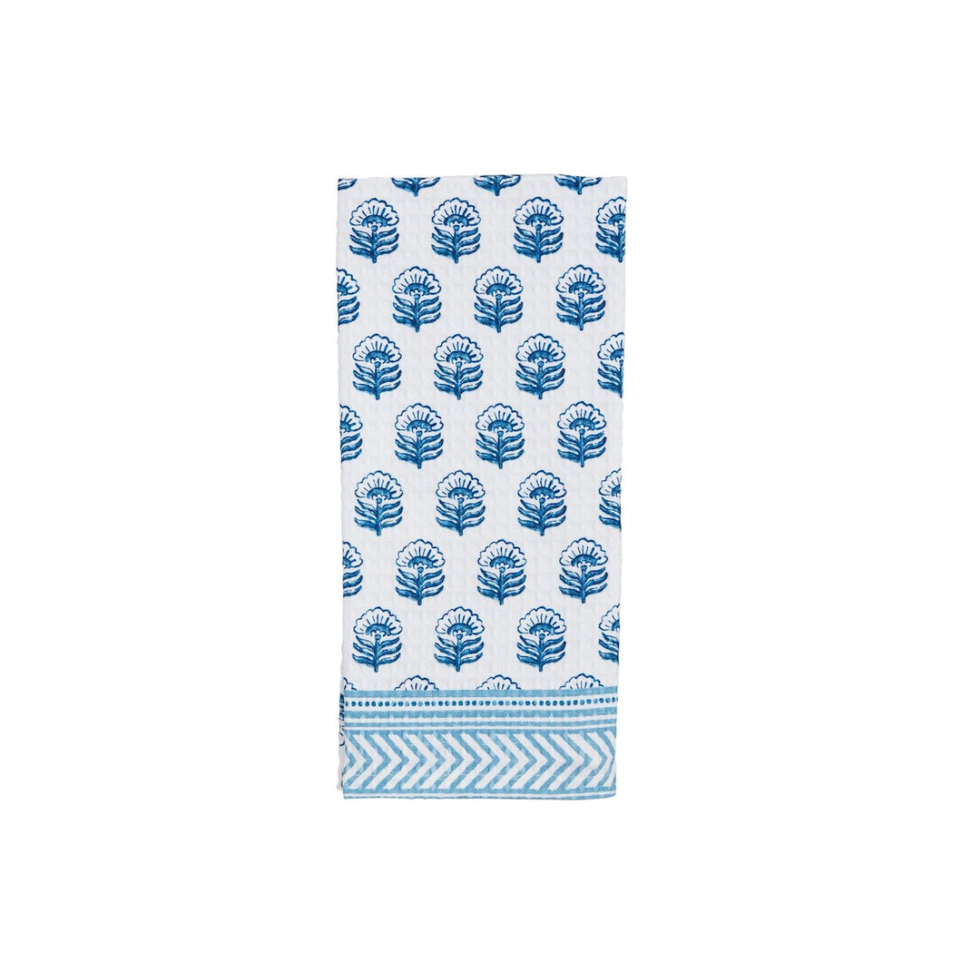 Blooms Blue Block Print Towel