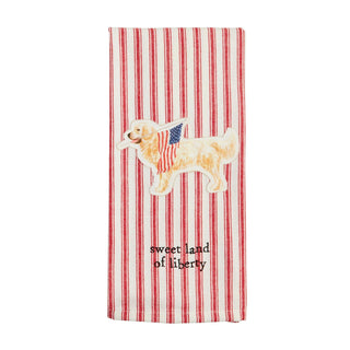 Dog Americana Canvas Patch Towel	Dog Americana canvas patch towel – towel with stitched patriotic pup and flag-themed decor									
