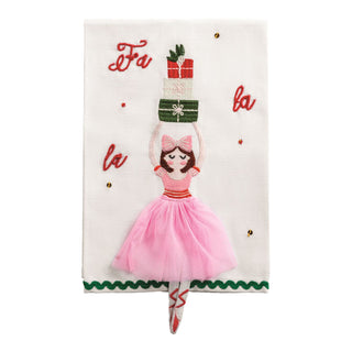 Decorative towel with a Nutcracker ballerina design and "Fa La La"