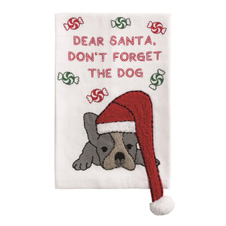 Dear Santa Don't forget the dog embroidered dog on white towel